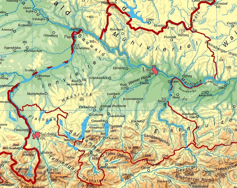 ನಕ್ಷೆ ಅಪ್ಪರ್ ಆಸ್ಟ್ರಿಯಾ