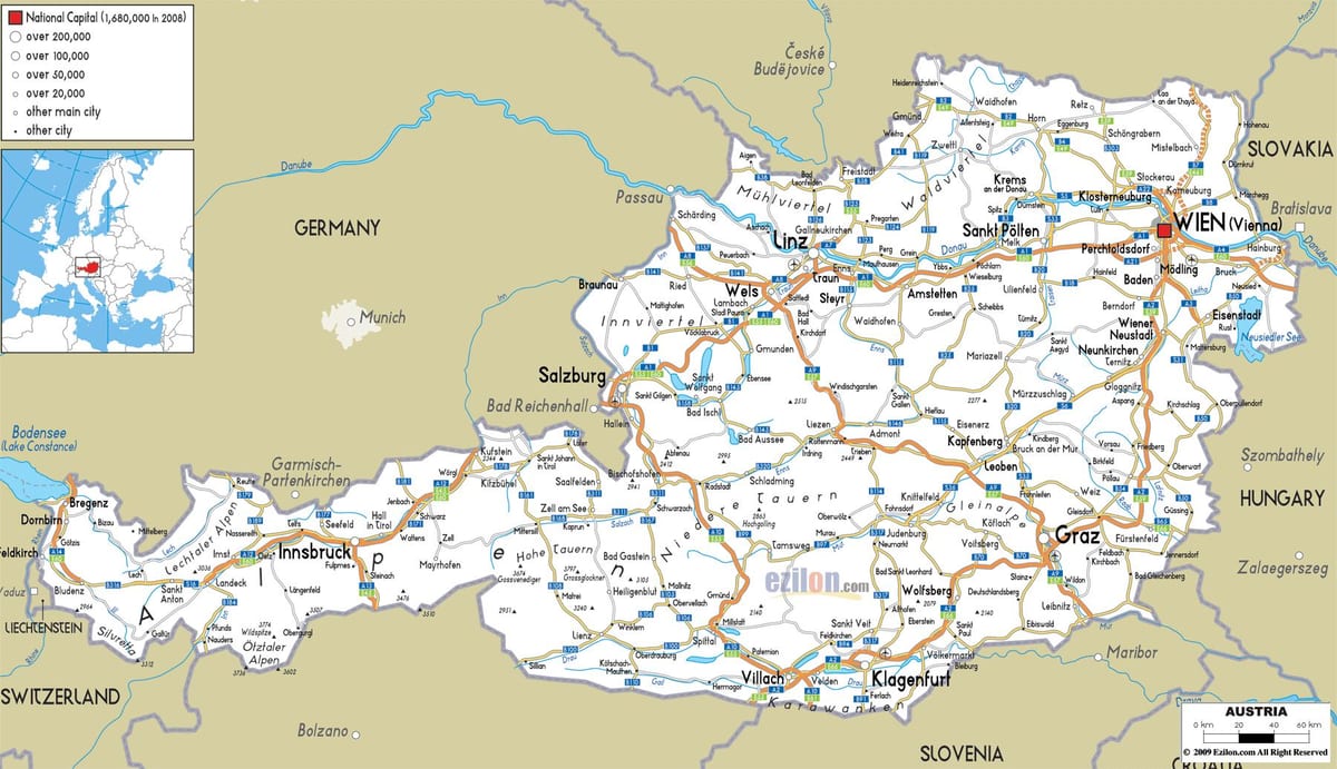 ನಕ್ಷೆ ಆಸ್ಟ್ರಿಯನ್ ಮಾರ್ಗ