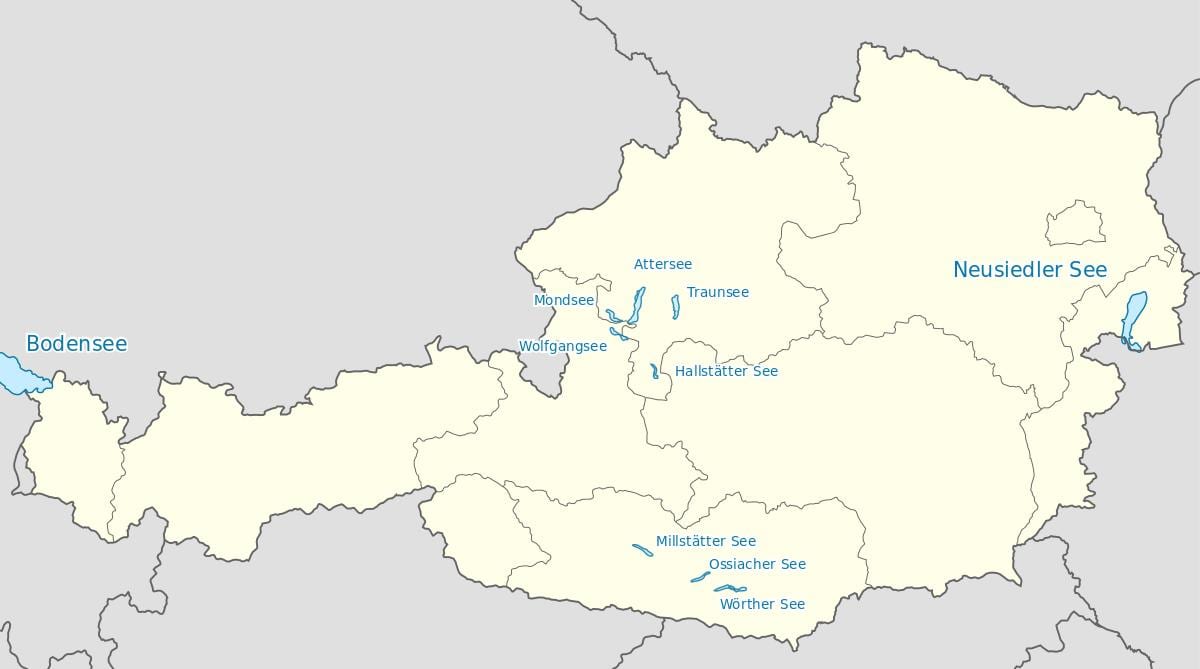ನಕ್ಷೆ ಆಸ್ಟ್ರಿಯನ್ ಸರೋವರಗಳು
