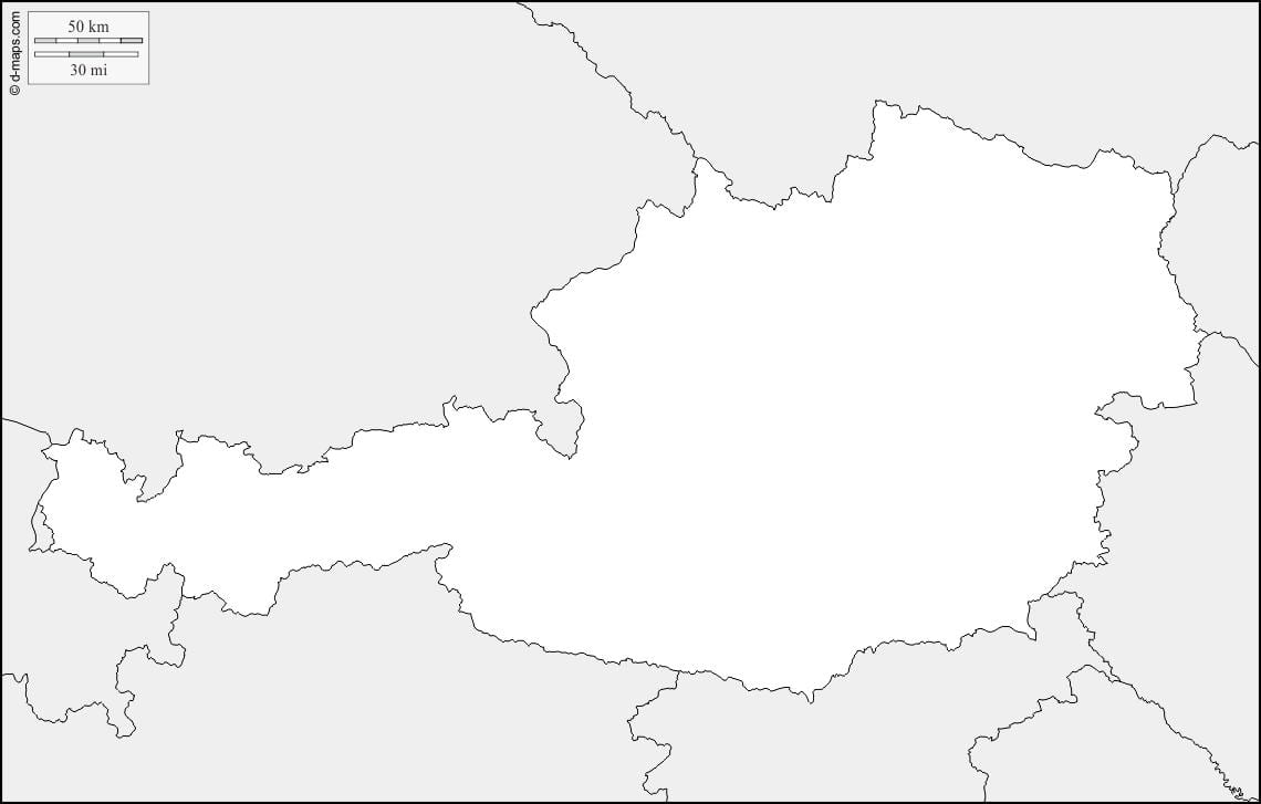 ನಕ್ಷೆ ಆಸ್ಟ್ರಿಯಾ ನಕ್ಷೆ ಔಟ್ಲೈನ್