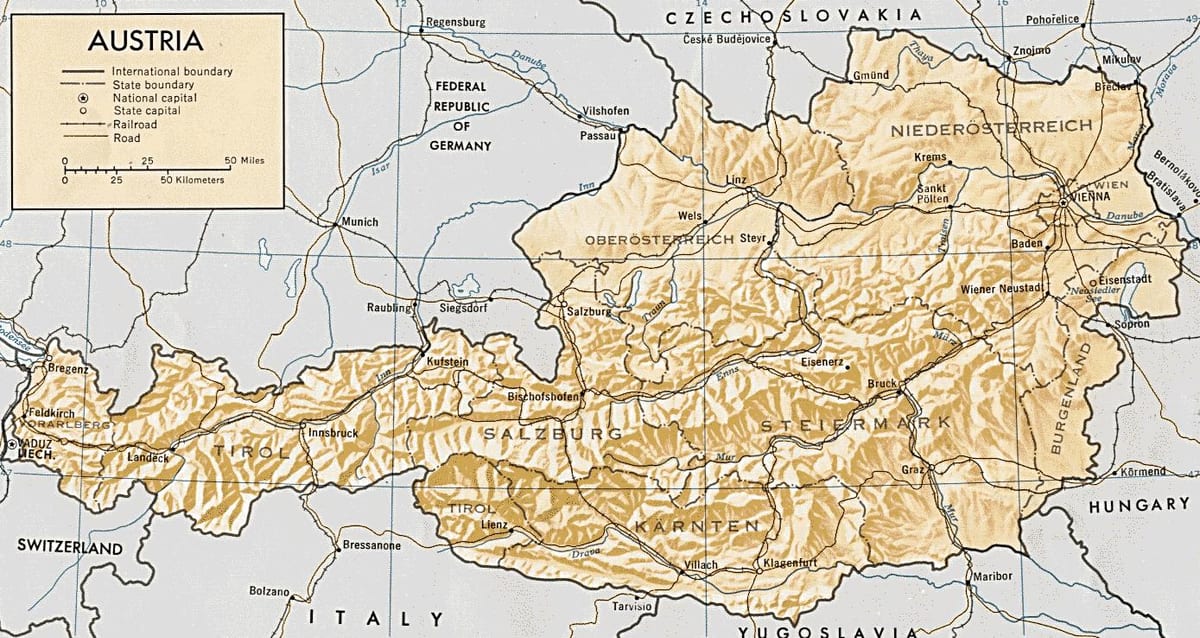 ಆಸ್ಟ್ರಿಯಾ ಭೌಗೋಳಿಕ ನಕ್ಷೆ