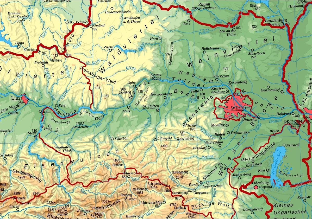 ನಕ್ಷೆ ಕಡಿಮೆ ಆಸ್ಟ್ರಿಯಾ