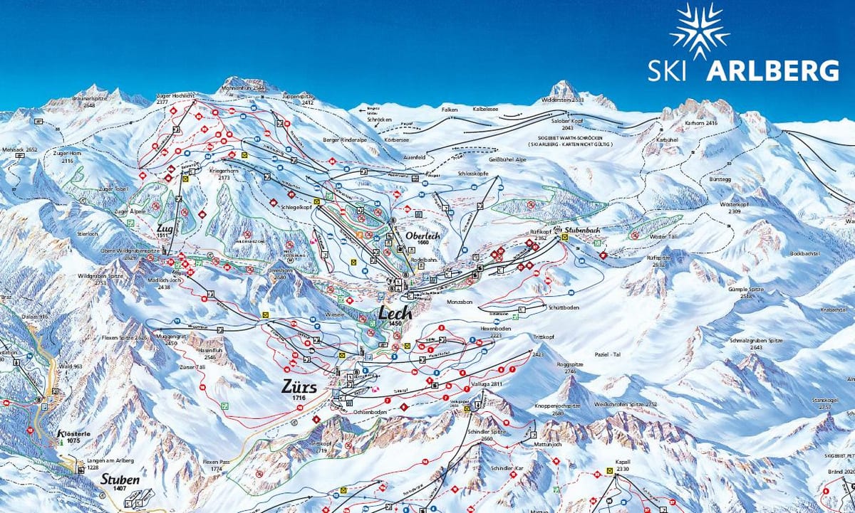 ನಕ್ಷೆ arlberg ಆಸ್ಟ್ರಿಯಾ